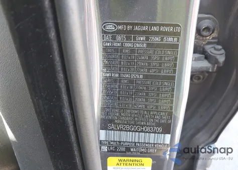 2016 Land Rover Range Rover Evoque Hse from USA, damaged, VIN SALVR2BG0GH083709